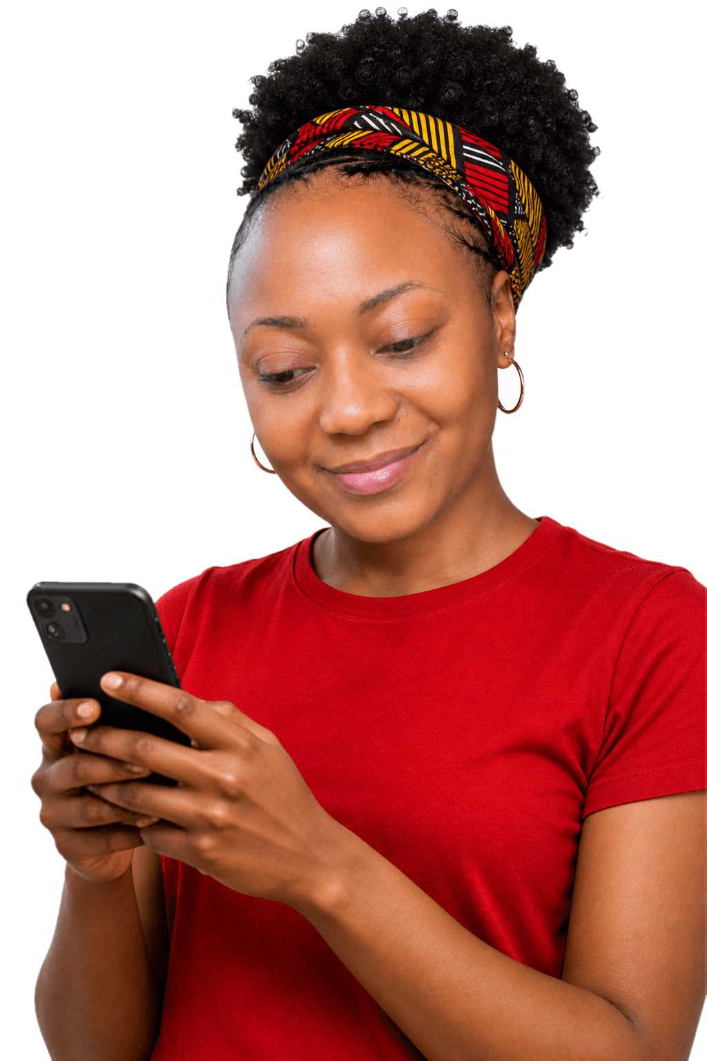 Seller on mr.bid Ghana holding a phone